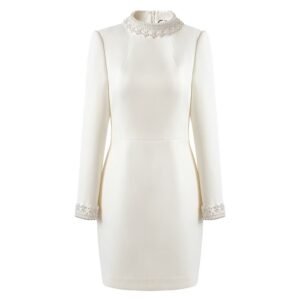 Balmain Fall Beaded Stand Collar Long Sleeve Dress - In Stock Now